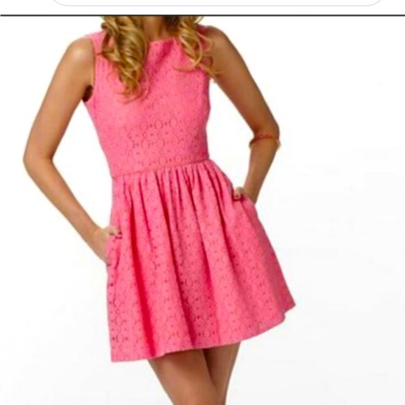 Small 1970s Liza by Lilly Pulitzer Dress Hot Pink Print Barbie Shirtwaist Dress